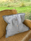 Linen Cushion Cover with Coconut shell  buttons | Linen Pillowcase - Pouli
