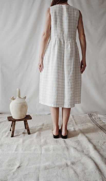 Linen Checked Classic Dress - Pouli