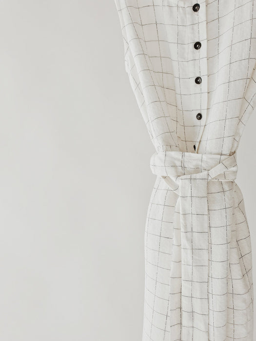 Linen Checked Classic Dress - Pouli