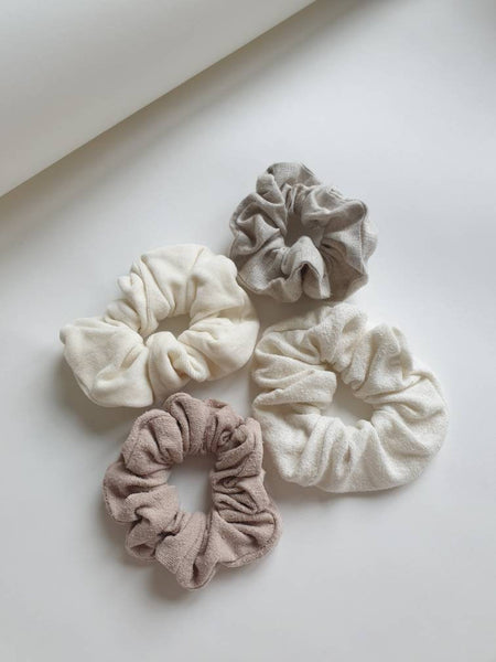 Scrunchie, organic cotton velvet or raw silk (silk noil) or linen | made with softest high quality off-cuts - Pouli