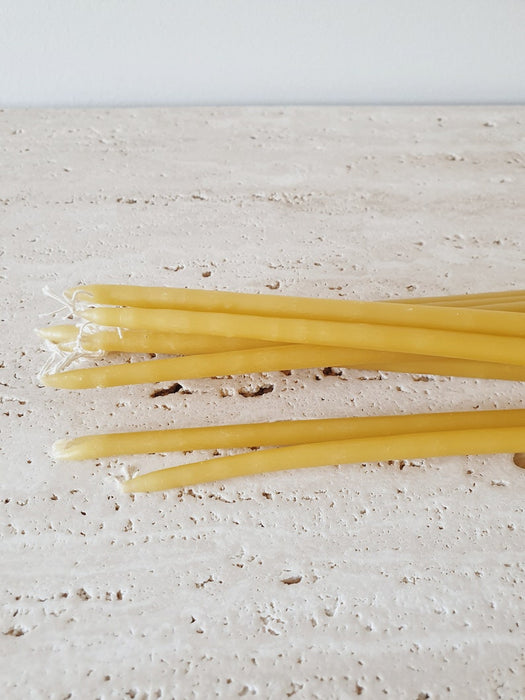 Set of 10 Slim Beeswax Candles, Meditation Candles - Pouli