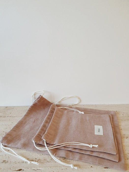 Set of 3 Linen Pouch bags | Garment bags - Pouli
