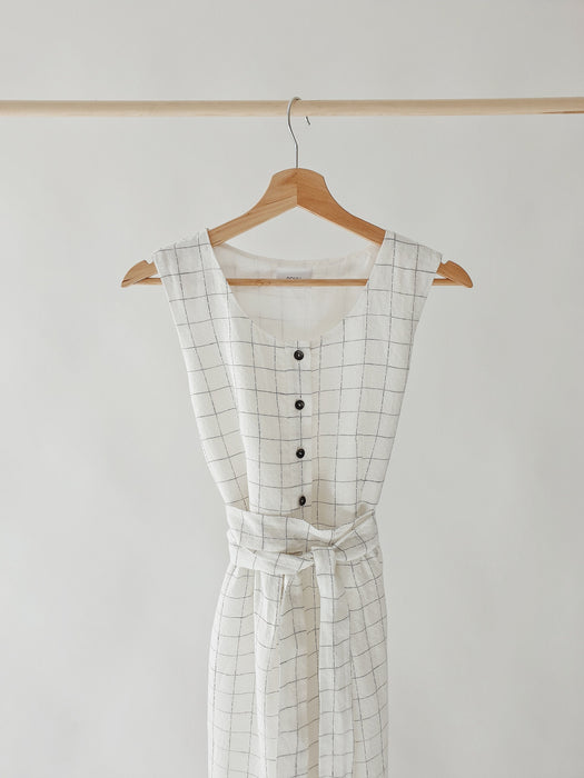 Linen Checked Classic Dress | Pouli | Home Textile | PouliTheLabel